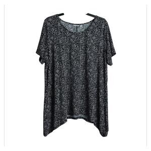 Croft & Barrow 1X Women's Top Black White Blouse